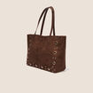 Sac cabas aspect daim doubl&eacute; marron fonc&eacute; femme