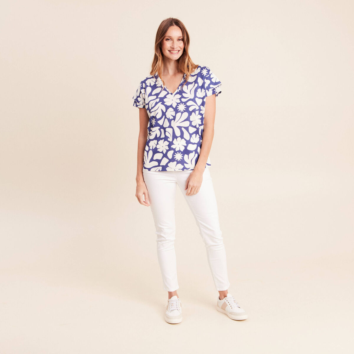 T-shirt manches courtes bleu femme