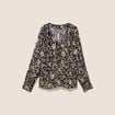 Blouse ample col v manches longues noir femme
