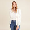 Gilet r&eacute;versible brod&eacute;e ecru femme