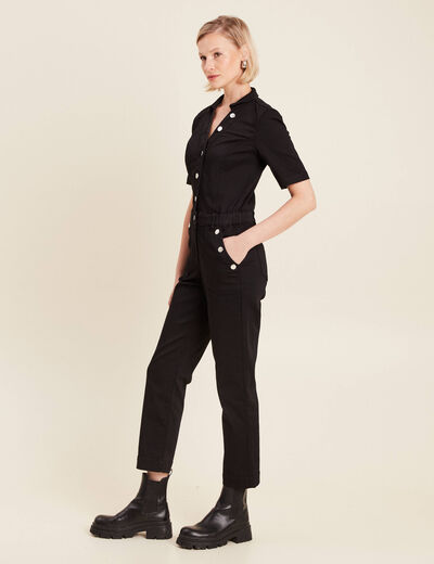 Combinaison pantalon en jean noir femme