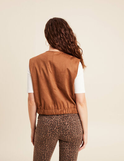 veste doublée bas resserré sans col marron femme