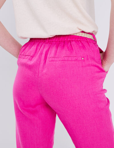 Pantalon chino taille basculée rose fushia femme