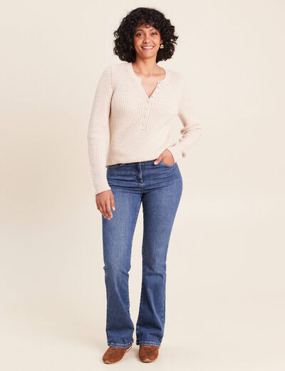 Pull manches longues creme femme