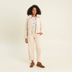 Pantalon large 7/8&egrave;me en velours sable femme
