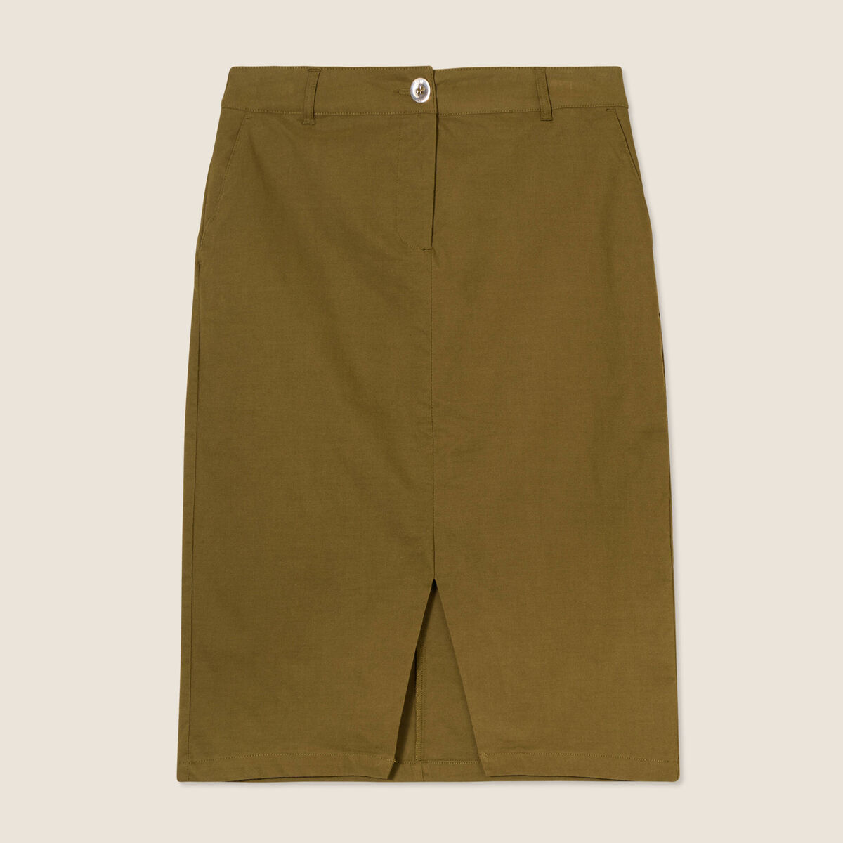 Jupe crayon vert olive femme