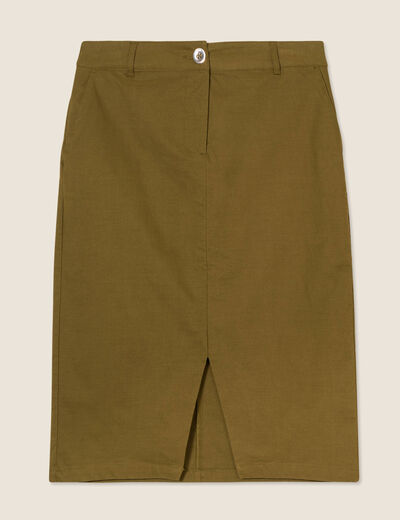 Jupe crayon vert olive femme
