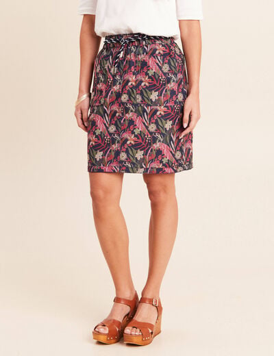 Jupe droite r&eacute;versible multicolore femme