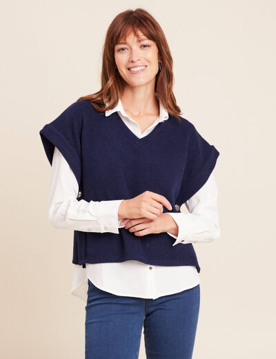T-shirt sans manches bleu marine femme
