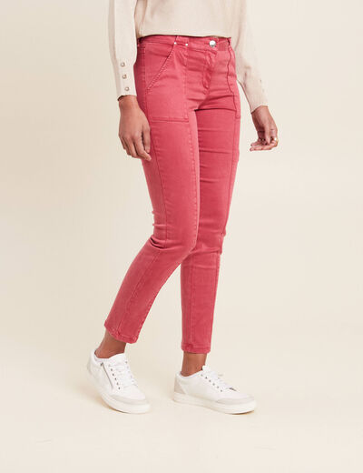 Pantalon ajusté rouge foncé femme