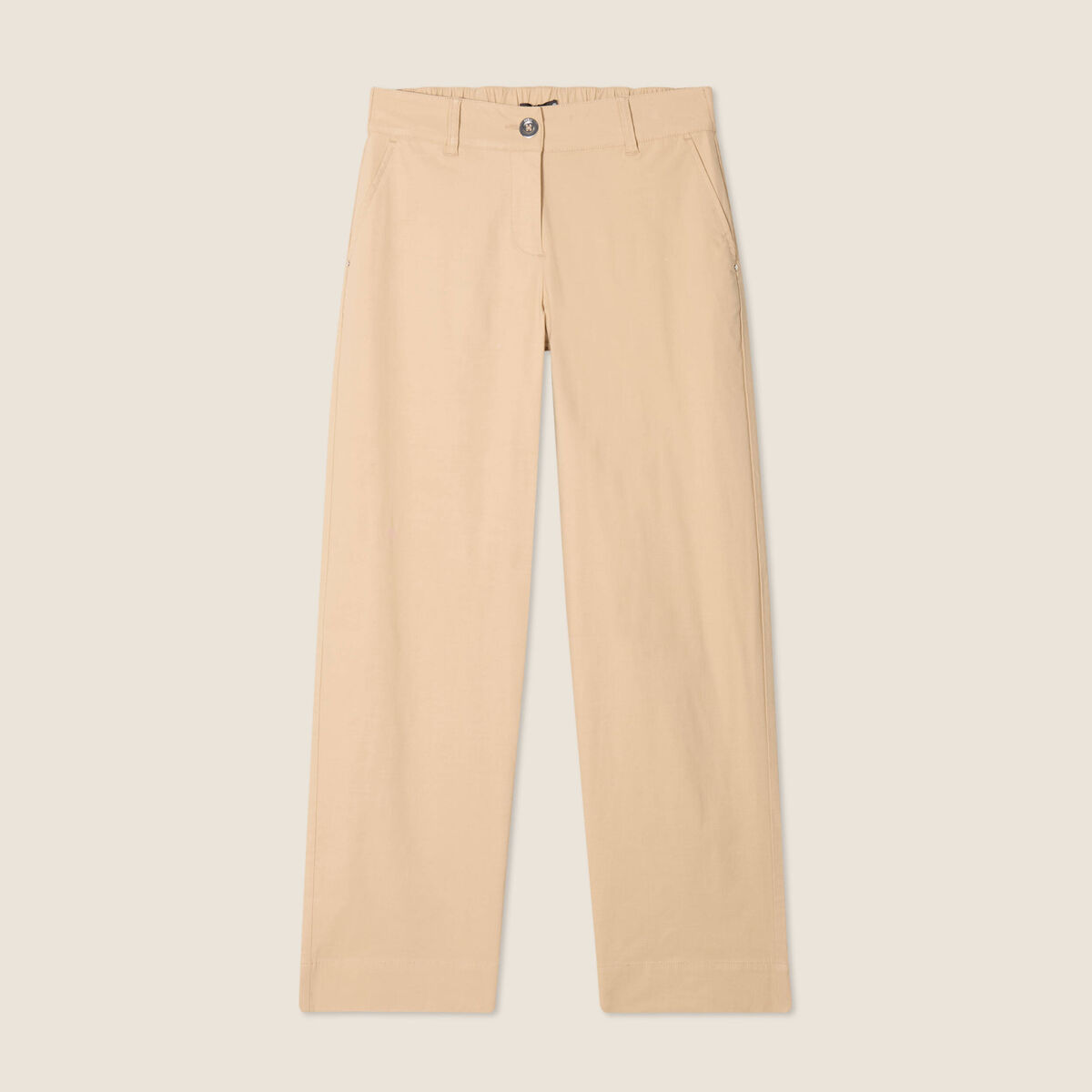 Pantalon large 7/8ème beige femme