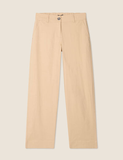 Pantalon large 7/8ème beige femme