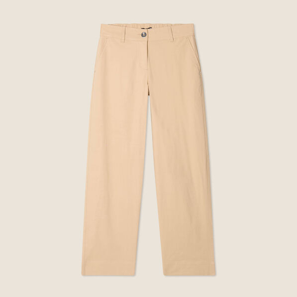 Pantalon large 7/8ème beige femme