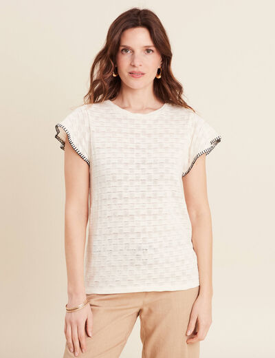 T-shirt manches courtes ecru femme