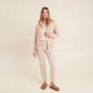 Gilet droit mi-long &agrave; capuche creme femme