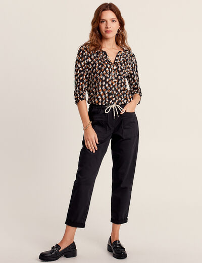 T-shirt manches 3/4 noir femme