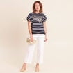 T-shirt droit col rond manches courtes noir femme