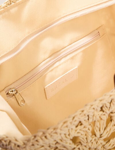 Sac tressé anses bambou ivoire femme