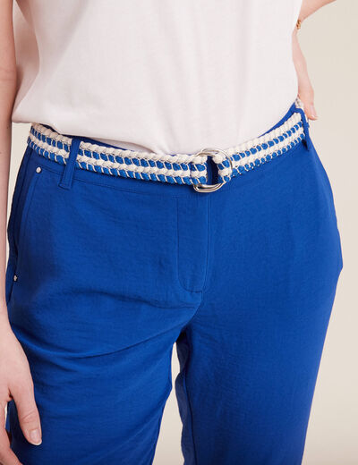 Pantalon chino à ceinture bleu electrique femme