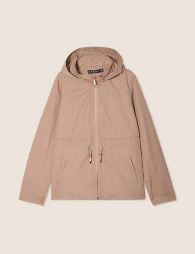 Parka cintrée à capuche taupe femme