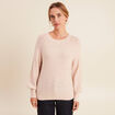 Pull col rond manches longues &agrave; sequins rose poudr&eacute;e femme