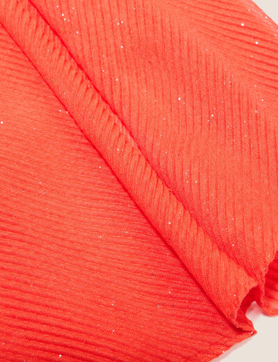 Foulard plissé paillettes orange foncé femme