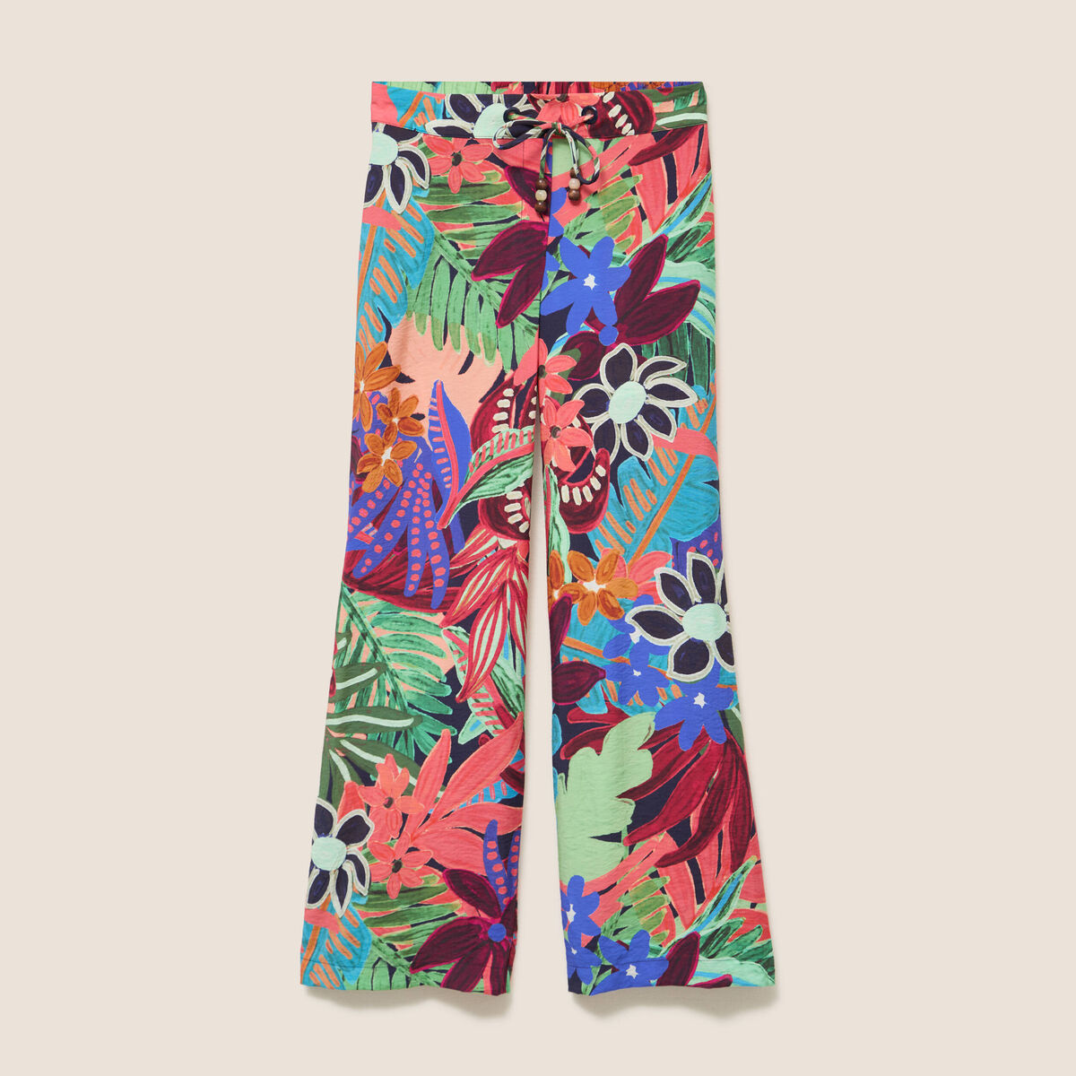 Pantalon large 7/8&egrave;me taille standard multicolore femme