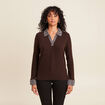 T-shirt manches longues marron foncé femme