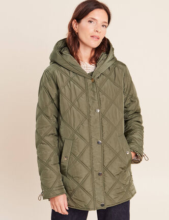 Doudoune doubl&eacute;e avec capuche vert kaki femme