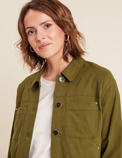 Veste boutonnée vert olive femme
