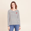 T-shirt marini&egrave;re avec broderie sequins noir femme