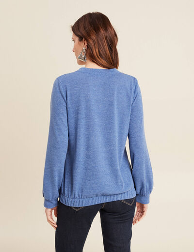 Sweat manches longues bleu ciel femme