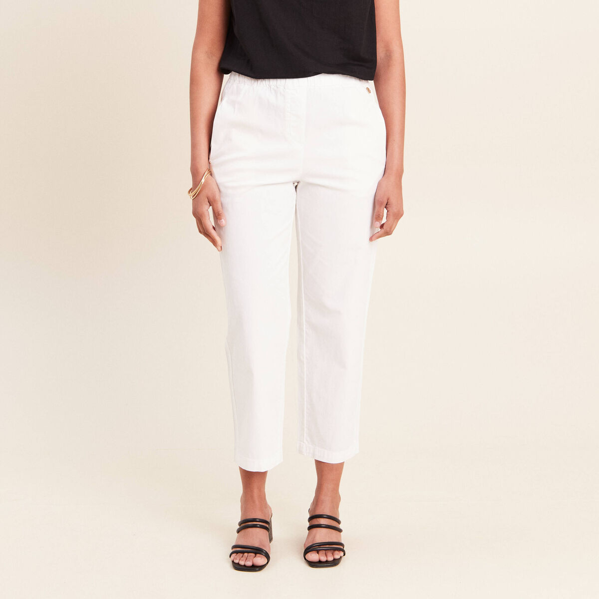 Pantalon mom blanc femme