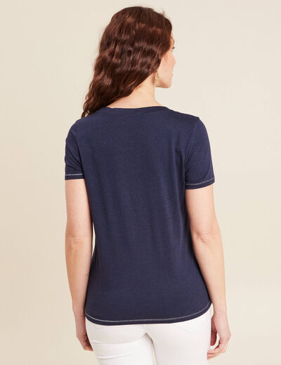 T-shirt manches courtes bleu marine femme