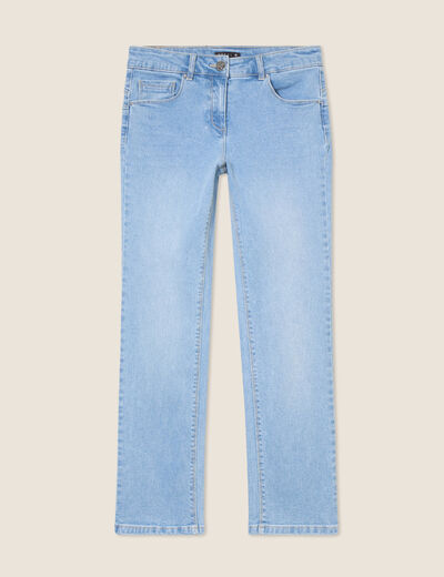 Jean droit taille basculée denim double stone femme