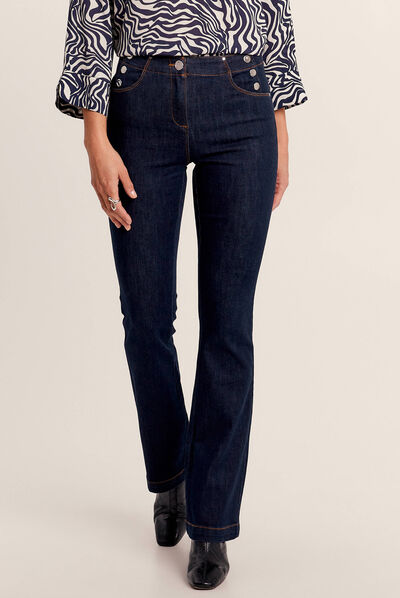 Jean bootcut taille basse denim brut femme