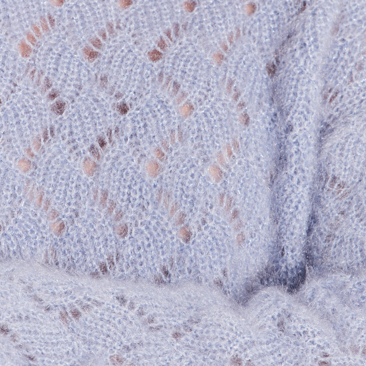 Pull manches longues ajour&eacute; denim snow gris femme