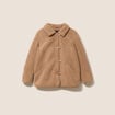 Manteau droit effet mouton beige femme