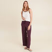 Pantalon large 7/8ème taille haute bordeaux femme