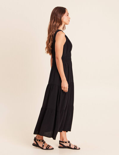 Robe longue &eacute;vas&eacute;e sans manches noir femme