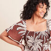 Robe longue &eacute;vas&eacute;e col carr&eacute; marron femme