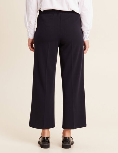 Pantalon large pinces bleu foncé femme
