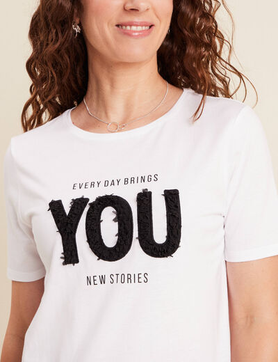 T-shirt col rond blanc femme