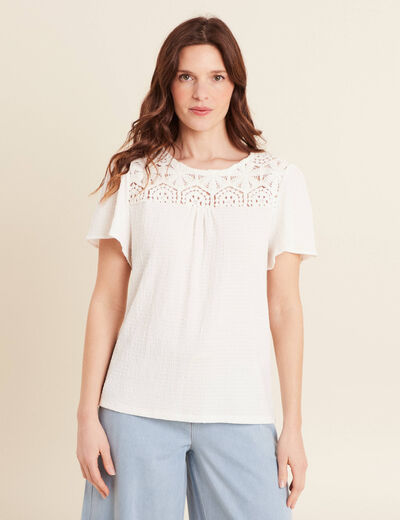 T-shirt manches courtes ecru femme