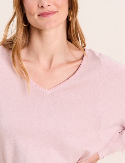 Pull manches longues rose clair femme