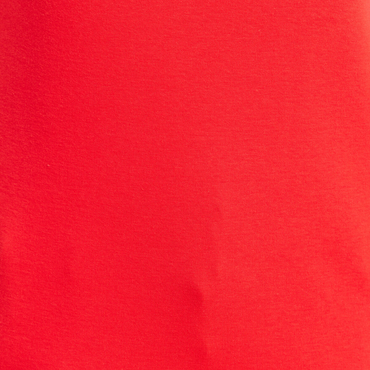 T-shirt ajust&eacute; col rond manches coudes rouge fluo femme