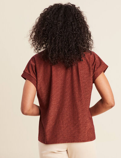 T-shirt manches courtes marron foncé femme