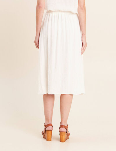 Jupe pliss&eacute;e taille haute doubl&eacute;e ecru femme