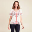t-shirt droit court manches courtes ecru femme