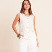 Blouse sans manches fluide ecru femme